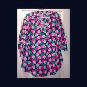 Cato split V neck polka dot blouse